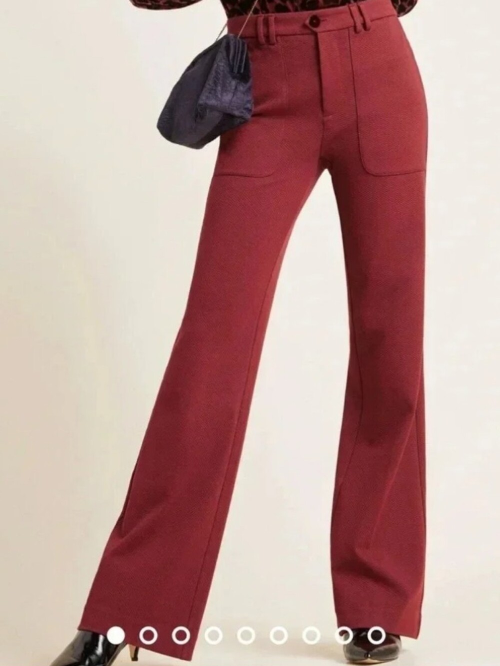 Anthropologie Essential Bootcut Twill Trousers burgundy Us 0